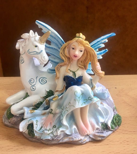Mystical fairy with unicorn (Blue)